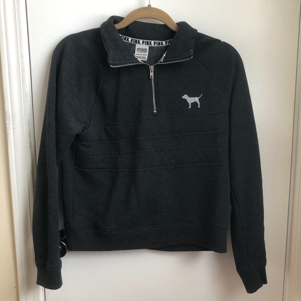 PINK Victoria’s Secret Gray Quarter Zip Sweater